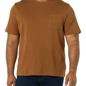 Amazon Essentials Men's Regular-Fit Short-Sleeve Crewneck Pocket T-Shirt, Pack of 2, Black/Brown, X-Large