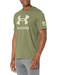 under armour men's new freedom logo t-shirt, marine od green (390)/desert sand, large