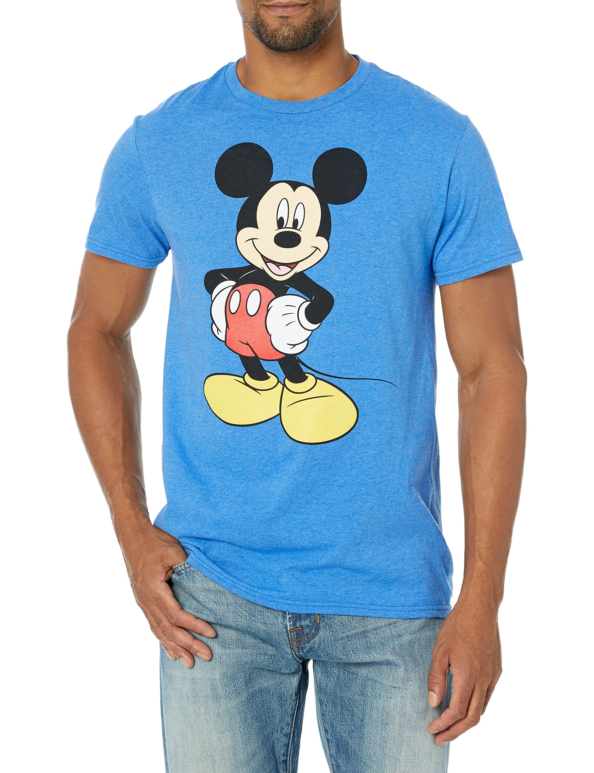 Disney mens Classic Mickey Mouse Full Size Graphic Short Sleeve T-shirt T Shirt, Royal Blue Heather, X-Large US