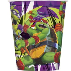 TMNT Mutant Mayhem Party Supplies Pack Serves 16 Guest: Teenage Mutant Ninja Turtles - 7" Dessert Plates Napkins Cups and Table Cover with Birthday Candles (Bundle for 16)