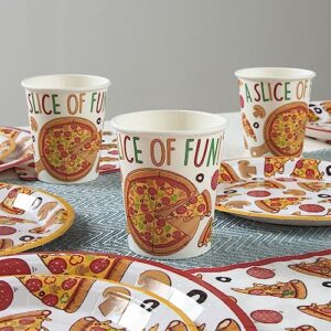 Pizza Party Supplies (Serves 24) Dinner Plates, Dessert Plates, Cups, Napkins. Pizza Party Birthday Decorations for Kids, Boys, Girls and More. Pizza Themed Birthday Party Decorations