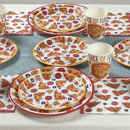 Pizza Party Supplies (Serves 24) Dinner Plates, Dessert Plates, Cups, Napkins. Pizza Party Birthday Decorations for Kids, Boys, Girls and More. Pizza Themed Birthday Party Decorations