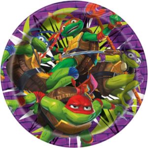 TMNT Teenage Mutant Ninja Turtles Birthday Party Supplies Bundle includes 16 Lunch Paper Plates 9" and 1 Dinosaur Sticker Sheet