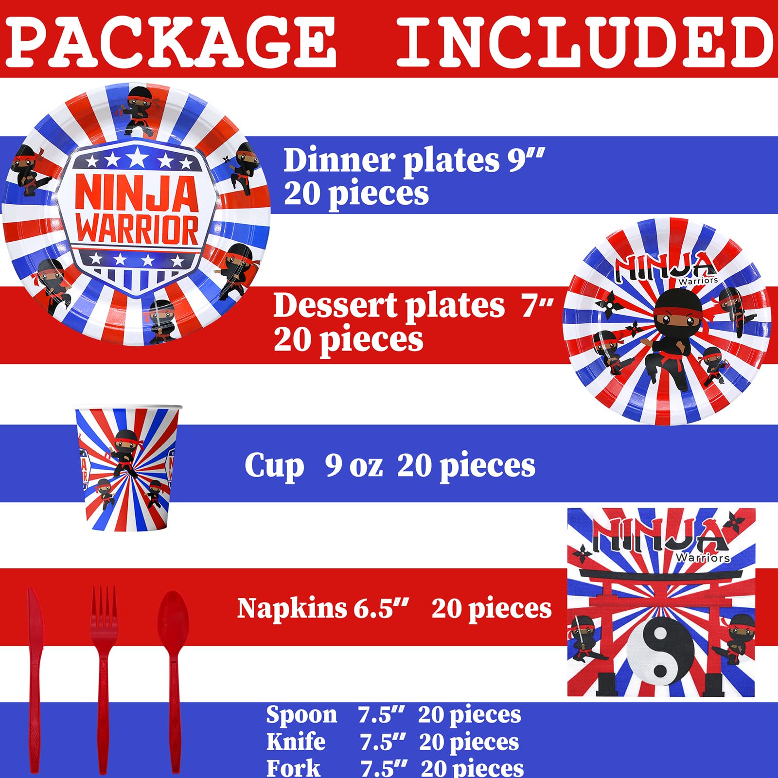 Ninja Party Favor Ninja Party Supplies Ninja Party Plates and Napkins Ninja Party Tableware