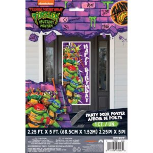 TMNT Teenage Mutant Ninja Turtles Birthday Party Supplies Bundle includes 1 Party Door Poster, 1 Happy Birthday Banner, 1 Dinosaur Sticker Sheet