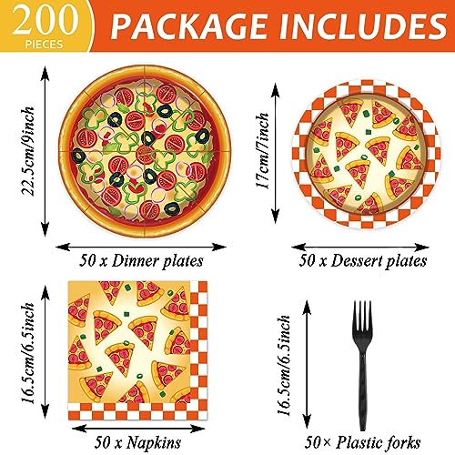 50 Guests Pizza Party Supplies Plates and Napkins Tableware Set Pizza Birthday Party Dinnerware Decorations Favors for Kids Boys Girls Birthday Baby Shower Picnics