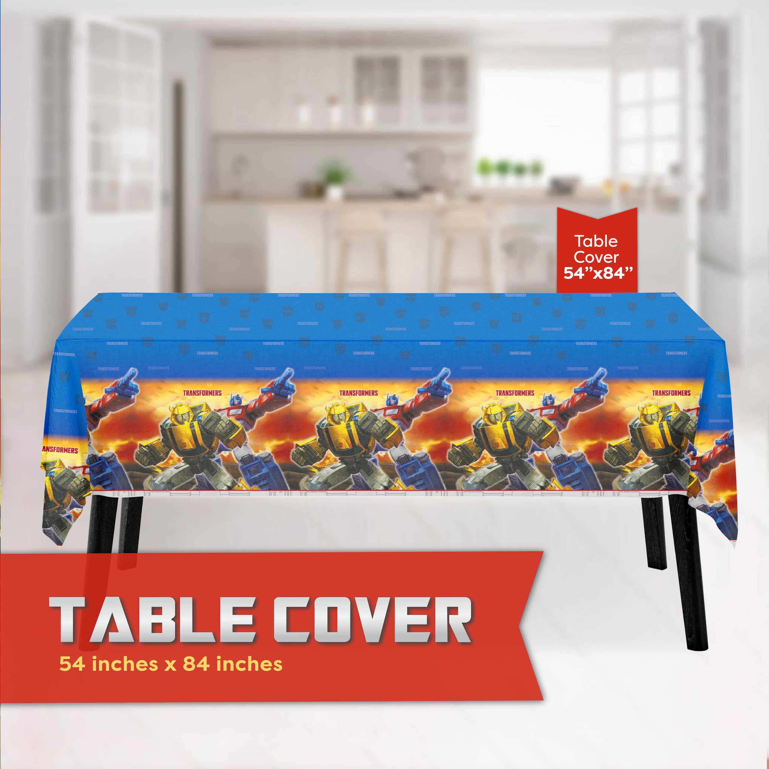 Transformers Birthday Party Supplies | Serves 16 | Transformers Party Supplies | Transformer Tablecover, Plates, Napkins, Cups, Tattoo Party Favors, Button