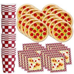 pizza birthday party supplies set plates napkins cups tableware kit for 16