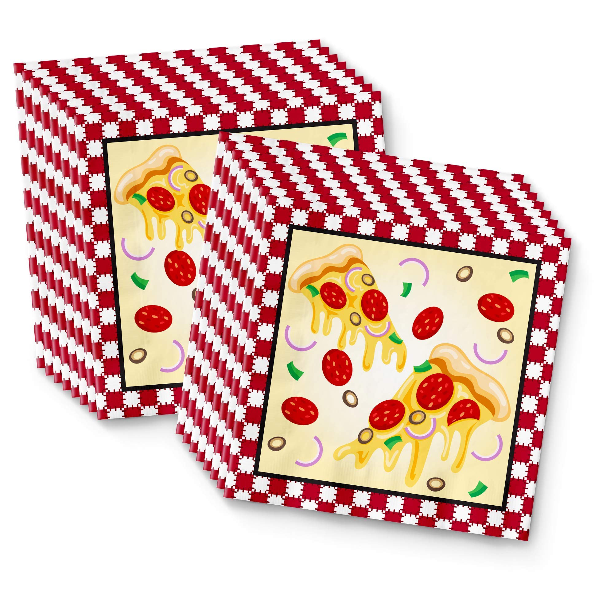 Pizza Birthday Party Supplies Set Plates Napkins Cups Tableware Kit for 16