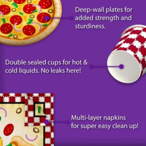 Pizza Birthday Party Supplies Set Plates Napkins Cups Tableware Kit for 16