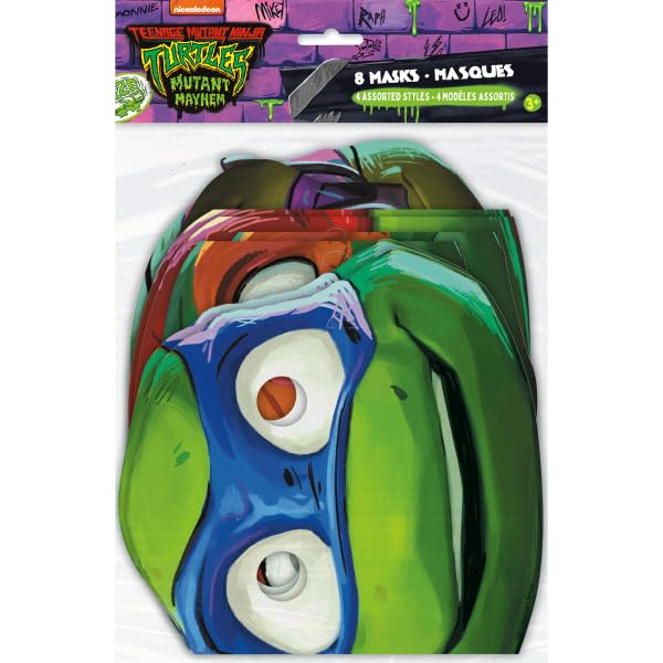 Teenage Mutant Ninja Turtles TMNT Birthday Party Supplies Decoration Bundle Includes 1 Table Cover, Happy Birthday Banner Decoration, 8 Paper Masks, 1 Dinosaur Sticker Sheet