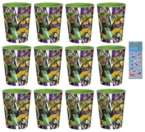 Amscan TMNT Ninja Turtles Birthday Party Supplies Bundle includes 12 Plastic Reusable Cups