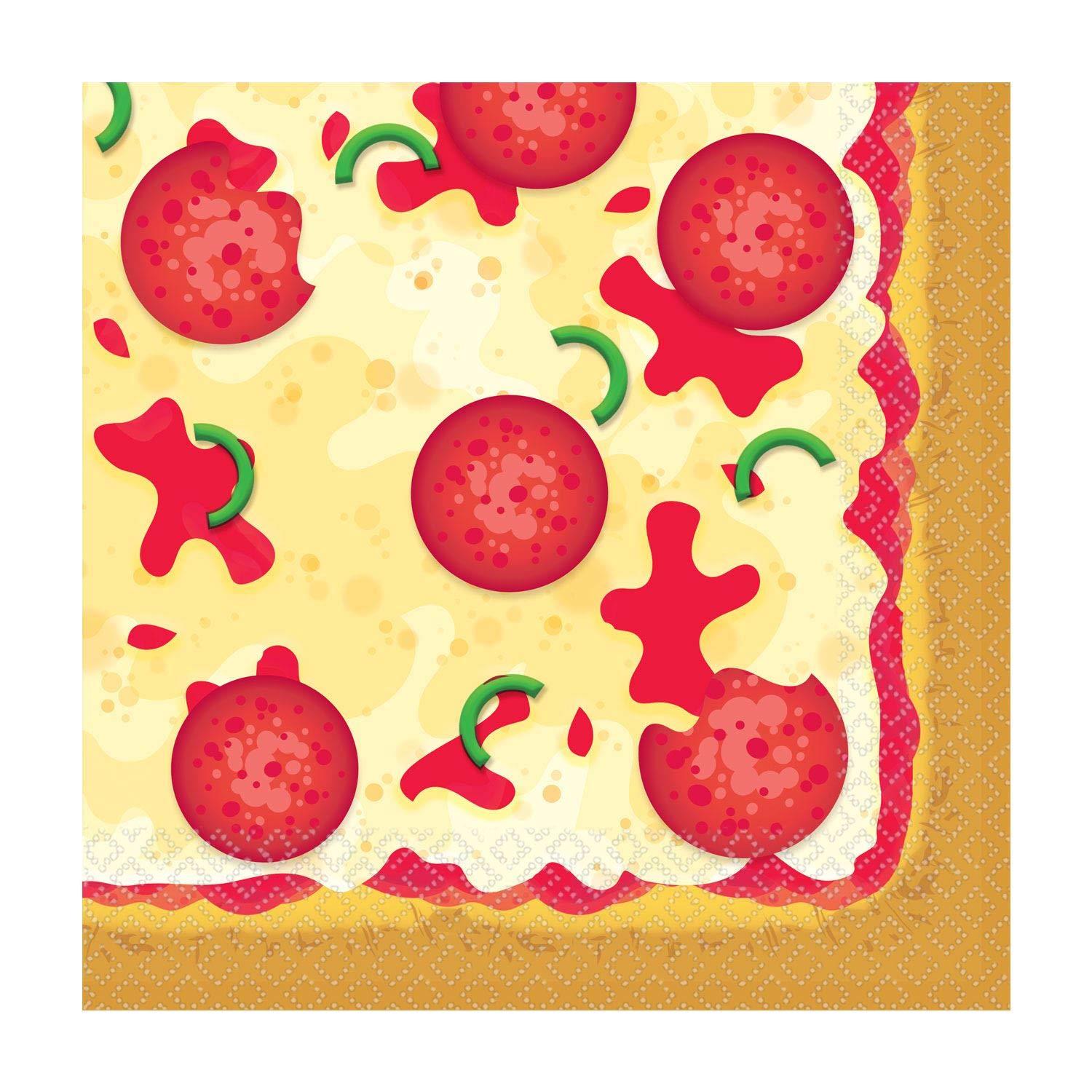 Amscan Pizza Paper Party Napkins - 6 1/2" x 6 1/2", Pack of 16, Multi-color