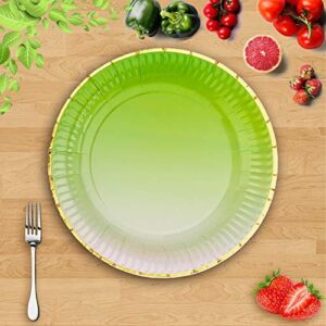 Ottin Ombre Lime Neon Green Party Supplies 50-counts Festive Paper Plates and Napkins Set for Birthday Wedding Engagement Mother's Day Baby Shower