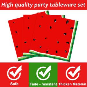 gisgfim 96 Pcs Watermelon Party Supplies Paper Plates Napkins Watermelon Tableware Set Watermelon Party Decorations Favors for Children's Melon Birthday Baby Shower Serves 24