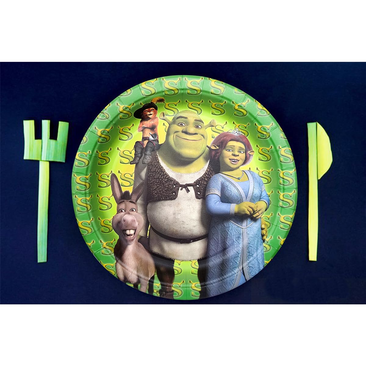 24 Shrek Birthday Disposable Plates, Birthday Party Supplies Decorations 9 Inch and 7 Inch