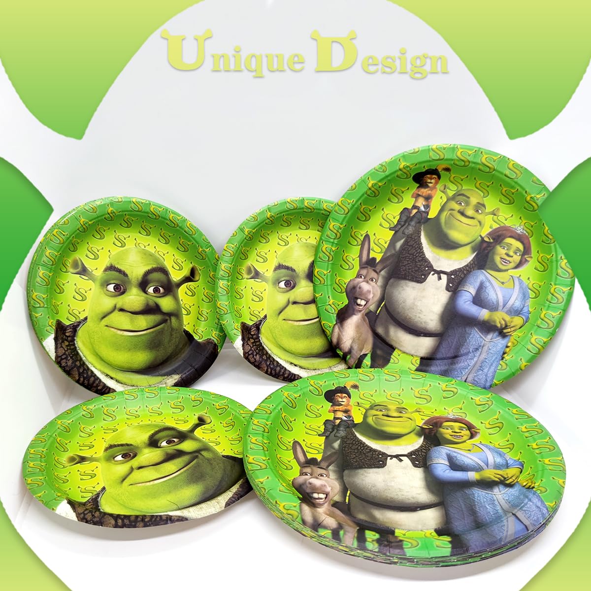 24 Shrek Birthday Disposable Plates, Birthday Party Supplies Decorations 9 Inch and 7 Inch