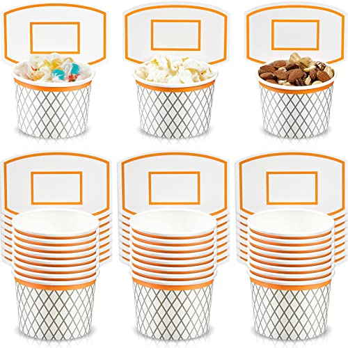 Basketball Hoop Snack Cups Basketball Party Decorations Paper Basketball Party Supplies Basketball Kids' Party Cups for Basketball Themed Party Favors (24 Pieces)