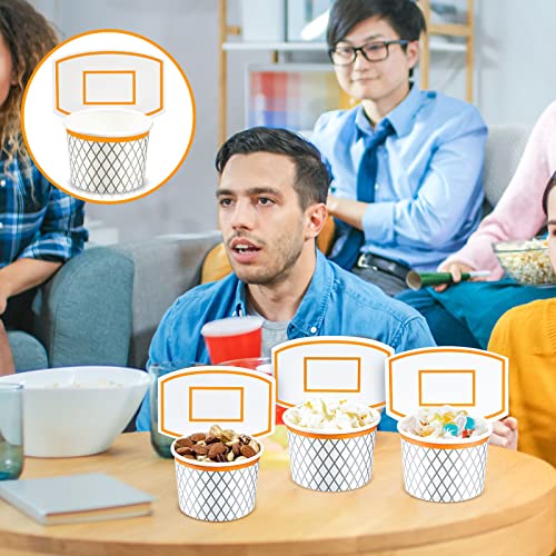 Basketball Hoop Snack Cups Basketball Party Decorations Paper Basketball Party Supplies Basketball Kids' Party Cups for Basketball Themed Party Favors (24 Pieces)