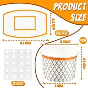 Basketball Hoop Snack Cups Basketball Party Decorations Paper Basketball Party Supplies Basketball Kids' Party Cups for Basketball Themed Party Favors (24 Pieces)