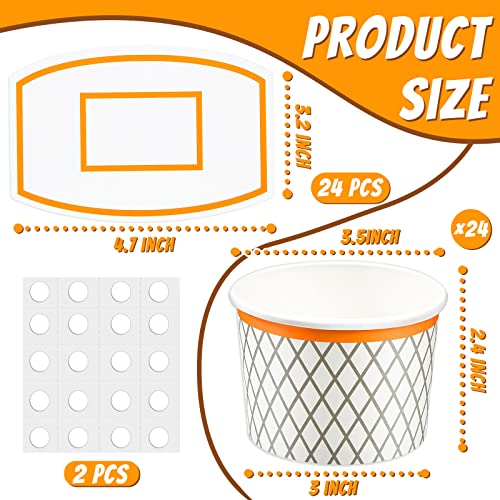 Basketball Hoop Snack Cups Basketball Party Decorations Paper Basketball Party Supplies Basketball Kids' Party Cups for Basketball Themed Party Favors (24 Pieces)