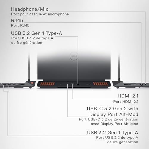 Dell G15 5535 Gaming Laptop - 15.6-inch FHD (1920x1080) 165Hz 3ms Display, AMD Ryzen 7-7840HS Processor, 16 GB DDR5 RAM, 512 GB SSD, NVIDIA GeForce RTX 4060, Windows 11 Home - Dark Shadow Gray