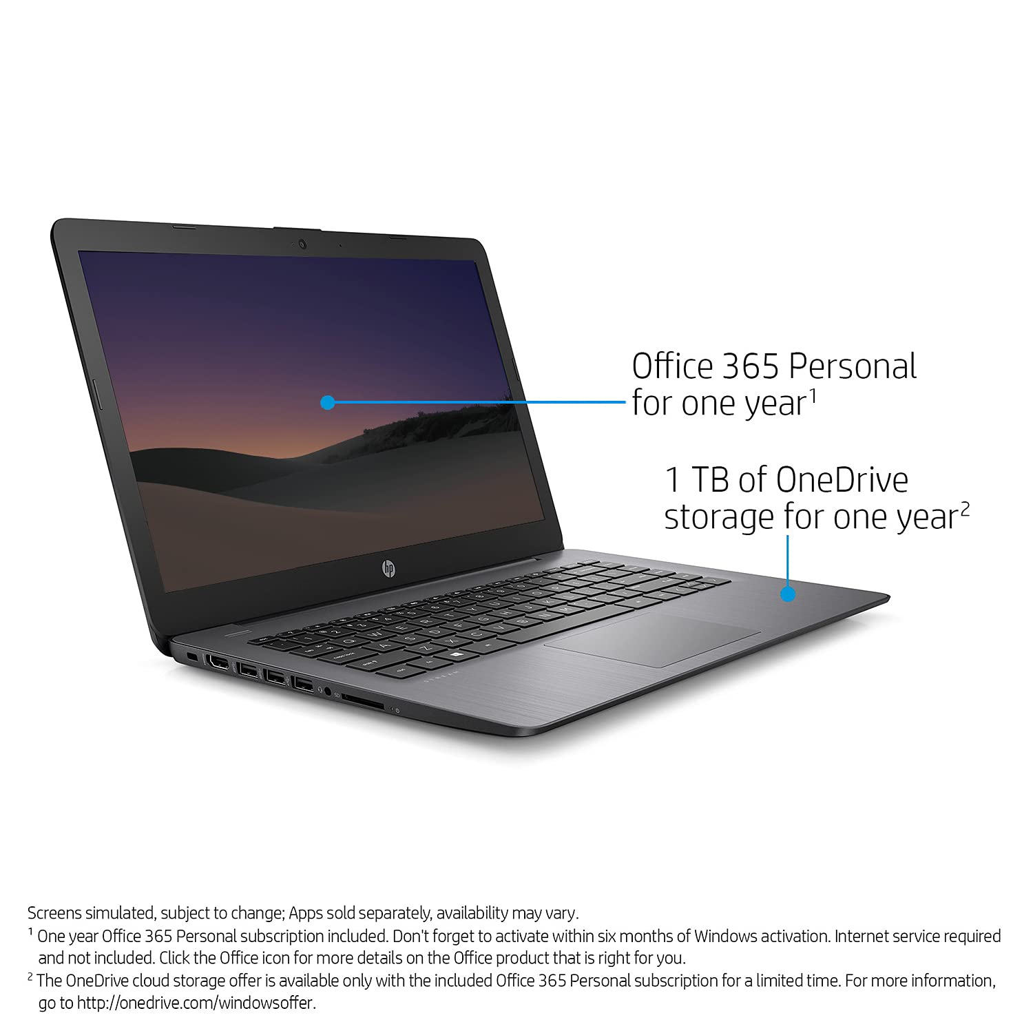 HP 2021 Newest Premium 14 inch HD Laptop, Intel Dual-Core Processor Up to 2.6GHz, 4GB RAM, 64GB eMMC Storage, Webcam, Bluetooth, HDMI, Wi-Fi, Brilliant Black, Windows 11 with 1 Year Microsoft 365