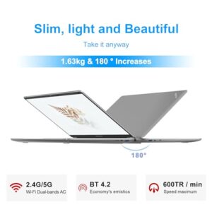 WOZIFAN 15.6 Inch Laptop Computer 6GB DDR4 256GB SSD 1920x1080 IPS Display Win 11 Laptop Celeron J4105 1.5Ghz(Up to 2.5Ghz) 4-Core Processor Notebook 2.4G+5G WiFi BT4.2 Adapter Wireless Mouse-Gray