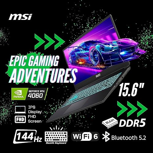 MSI Cyborg 15 Gaming Laptop - 15.6" FHD 144Hz Display, Intel Core i7-12650H Processor, NVIDIA GeForce RTX 4060, 64GB DDR5 RAM, 2TB SSD, USB Type A&C, Wi-Fi6, Bluetooth, Windows 11 Home