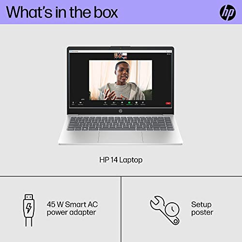 HP 14 inch Laptop, HD Display, AMD Athlon Gold 7220U, 4 GB RAM, 128 GB SSD, AMD Radeon Graphics, Windows 11 Home in S Mode, 14-em0010nr (2023),Silver