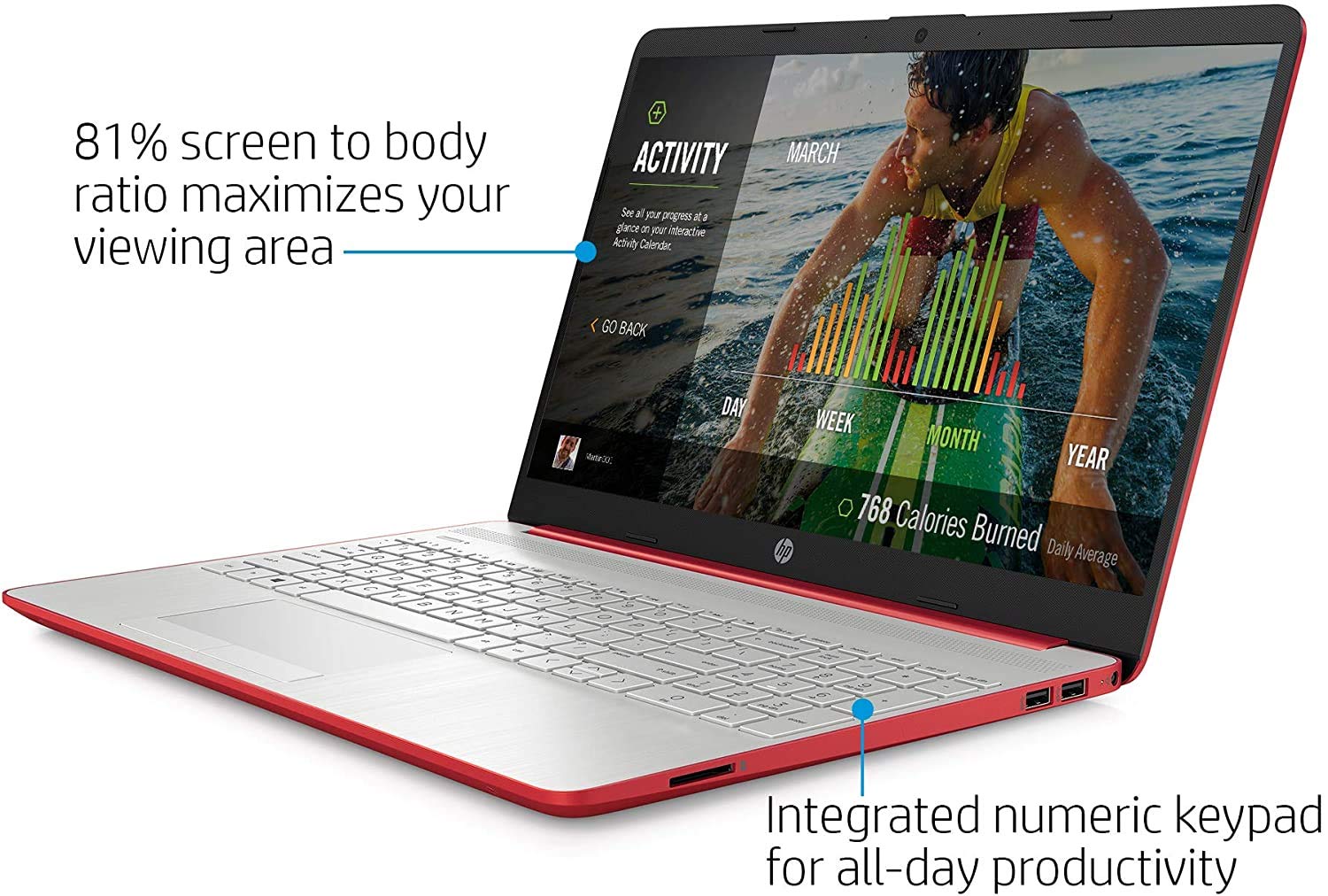 HP Pavilion 15 15.6-inch HD Laptop - Intel Pentium Processor - 8GB DDR4 - 128GB SSD - Webcam - USB-C - HDM - WiFi - Windows 10 S - Scarlet Red - TiTac Accessory (Renewed)