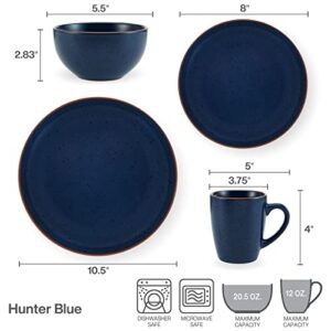 Pfaltzgraff Hunter 16 Piece Dinnerware Set, Service for 4, Blue