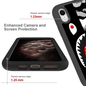 GUGU6JI Street Fashion Cool Camo Black Gray Shark Design Compatible with iPhone XR Case for Boys Luxury Shockproof Rugged Cover Dual Layer Soft TPU + Hard PC Bumper Full-Body Protective Case