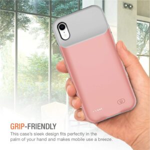 Battery Case for iPhone XR, 7000mAh Slim Portable Rechargeable Smart Protective Battery Pack Cover Power Bank Charging Case Compatible with iPhone XR (6.1 inch) Extended Battery Charger Case (Pink)