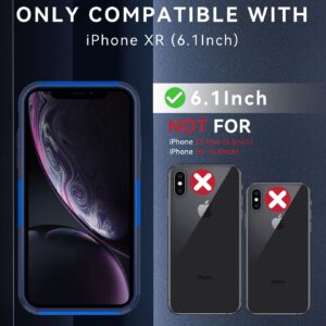 CONWOE for iPhone XR Case with Belt-Clip Holster[2Pcs Glass Screen Protector] [Dual Layer Military Grade Protection] [Support Magsafe] Shockproof Phone Case for iPhone XR 6.1 Inch (dark blue)