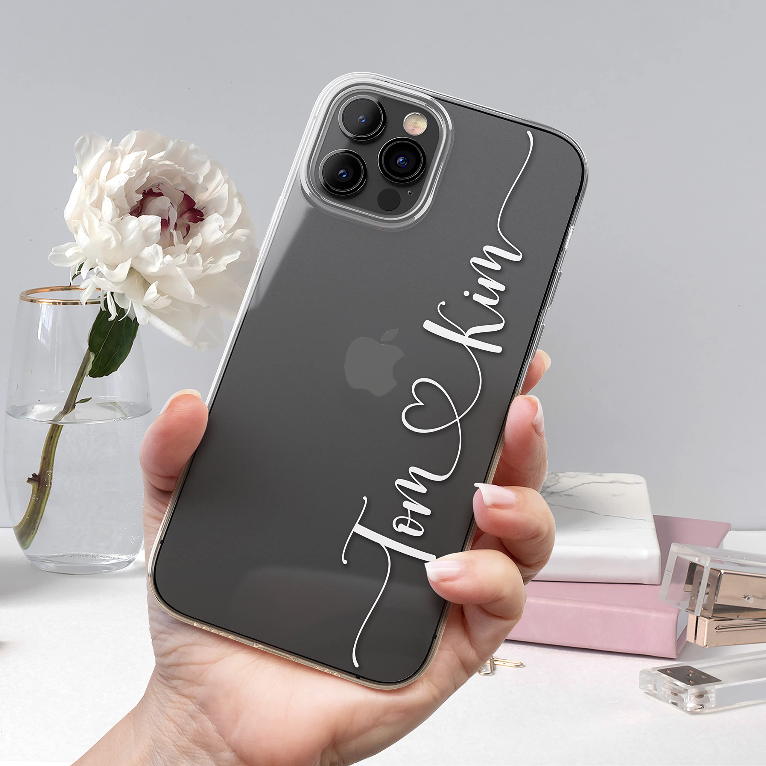 LianaCases Custom Name Case for iPhone 15 14 13 12 11 Pro Max mini SE Xr Xs X 10r 10s 10 8 Plus 7 Personalized Handwritten Style Clear Phone Cover