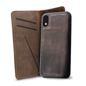 PEGAI Personalized 100% Leather Wallet Case for iPhone XR, with Card Holder, Screen Protector, Handmade, Protective, Magnetic, Wallet Phone Case | McLean Chestnut