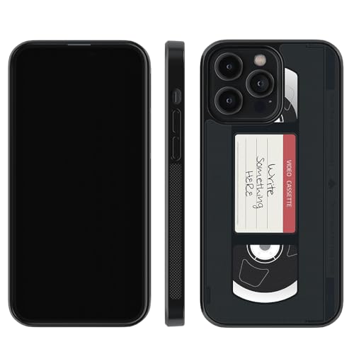 VHS Tape Retro Tape Personalized Black Rubber Phone Case Compatible with Apple iPhone 15 Pro Max Plus, 14 Pro Max Plus, 13 Pro Max Mini, 12 Pro Max Mini, 11, X XS Max, XR, 8 7 Plus