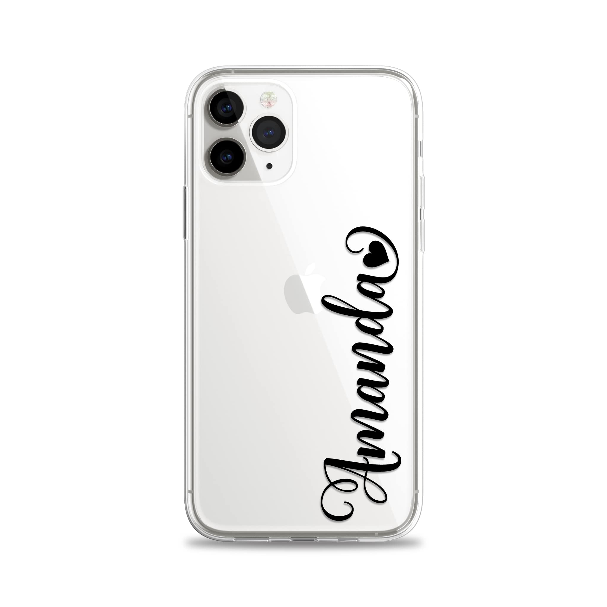 Case Charming Name with Heart Clear Phone Case for iPhone 15 Pro Max 14 Plus 13 mini 12 11 Xs Xr X 10s 10r 10 8 7 Se Custom Personalize Monogram