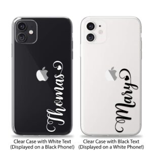 Case Charming Name with Heart Clear Phone Case for iPhone 15 Pro Max 14 Plus 13 mini 12 11 Xs Xr X 10s 10r 10 8 7 Se Custom Personalize Monogram