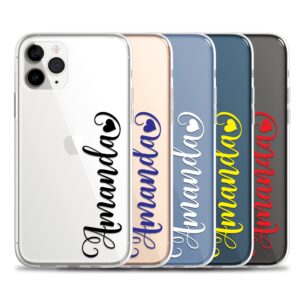 Case Charming Name with Heart Clear Phone Case for iPhone 15 Pro Max 14 Plus 13 mini 12 11 Xs Xr X 10s 10r 10 8 7 Se Custom Personalize Monogram