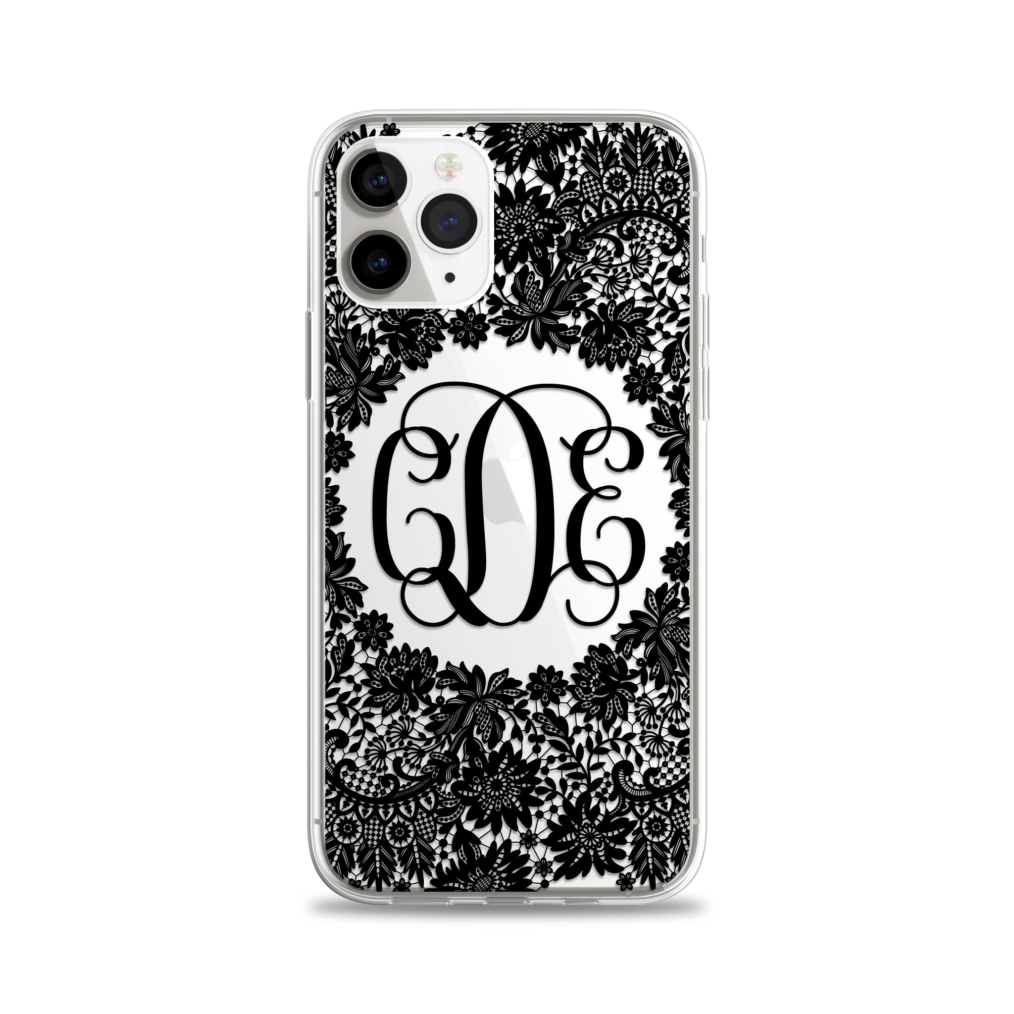 Case Charming Monogram Clear Phone Case for iPhone 15 Pro Max 14 13 mini 12 11 XS XR X 10S 10R 10 8 Plus 7 SE Custom Personalize Initials