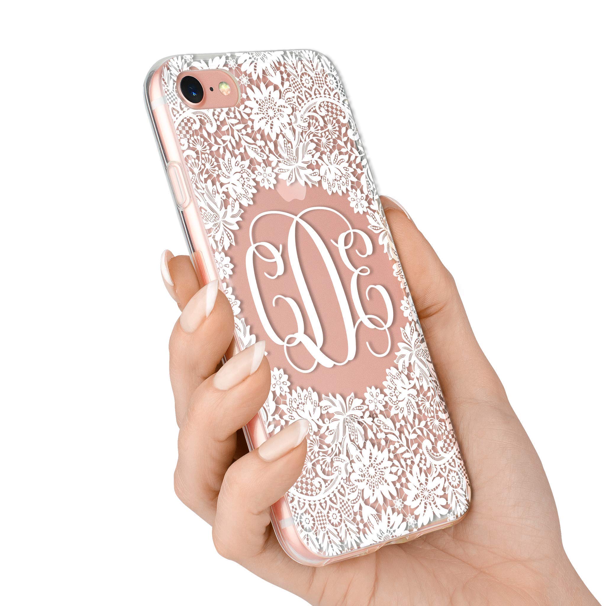 Case Charming Monogram Clear Phone Case for iPhone 15 Pro Max 14 13 mini 12 11 XS XR X 10S 10R 10 8 Plus 7 SE Custom Personalize Initials