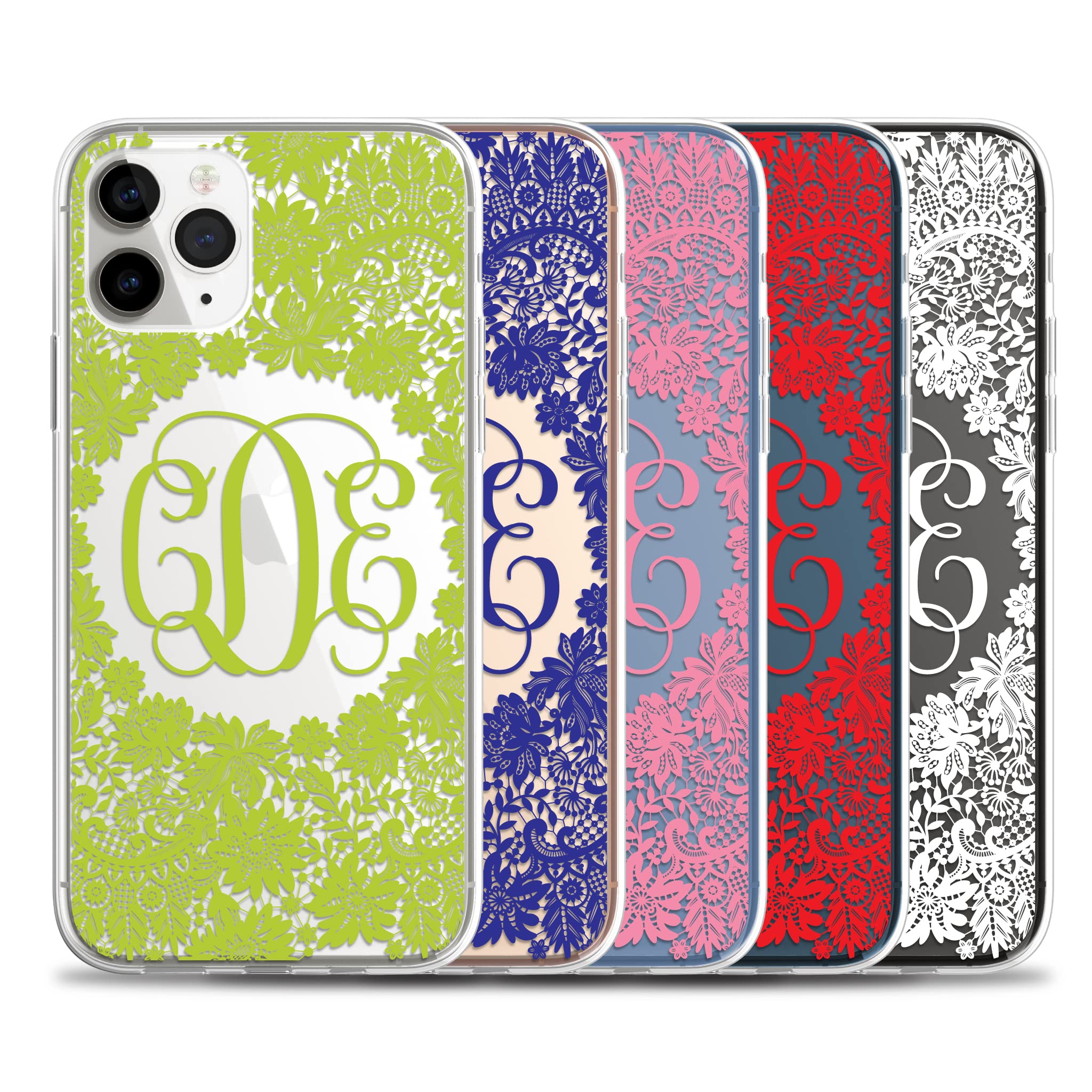 Case Charming Monogram Clear Phone Case for iPhone 15 Pro Max 14 13 mini 12 11 XS XR X 10S 10R 10 8 Plus 7 SE Custom Personalize Initials