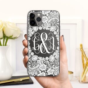 Case Charming Monogram Clear Phone Case for iPhone 15 Pro Max 14 13 mini 12 11 XS XR X 10S 10R 10 8 Plus 7 SE Custom Personalize Initials