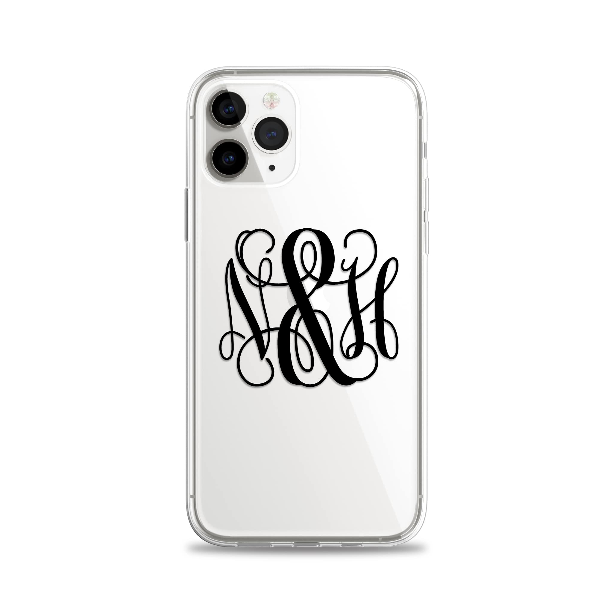 Case Charming Monogrammed Phone Case for iPhone 15 Pro Max 14 13 mini 12 11 Xs Xr X 10s 10r 10 8 Plus 7 Se Personalized Custom Initials Clear Transparent Cover