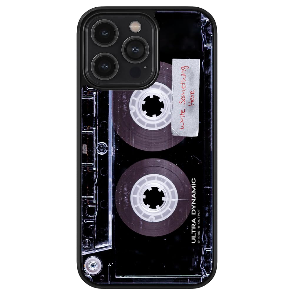 Cassette Tape Clear Black Personalized Black Rubber Phone Case Compatible with Apple iPhone 15 Pro Max Plus, 14 Pro Max Plus, 13 Pro Max Mini, 12 Pro Max Mini, 11, X XS Max, XR, 8 7 Plus