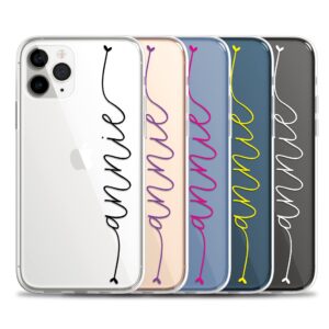 Case Charming Personalized Case for iPhone 15 Pro Max 14 13 mini 12 11 Xs Xr X 10r 10s 10 8 Plus 7 Se with Custom Name Hearts Monogram Clear Phone Cover