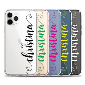 Case Charming Custom Case for iPhone 15 Pro Max 14 Plus 13 mini 12 11 Xs Xr X 10s 10r 10 8 7 Se Personalize Handwriting Name Monogram Clear Phone Cover Slim Soft