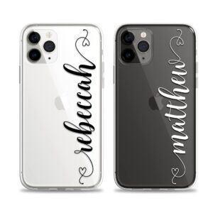 Case Charming Custom Case for iPhone 15 Pro Max 14 Plus 13 mini 12 11 Xs Xr X 10s 10r 10 8 7 Se Personalize Handwriting Name Monogram Clear Phone Cover Slim Soft